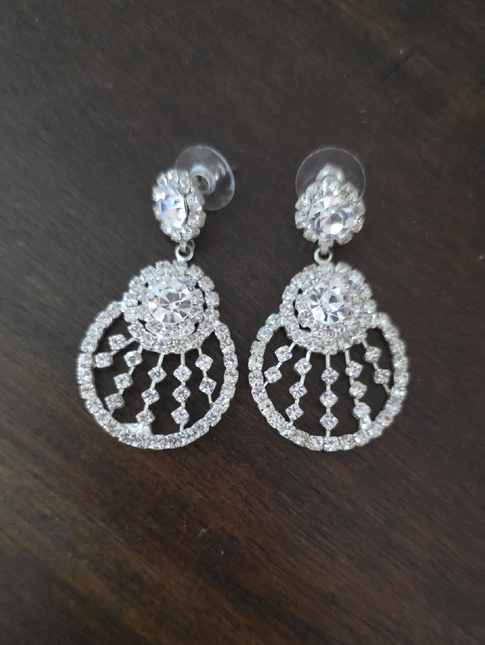 Crystal Drop Dangle Earrings - Silver Tone